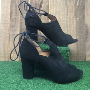 BETAN Brand Navy Blue Faux Suede Block Heel Shoes Sz 7.5